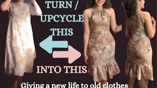 UPCYCLE OLDLOOSE DRESS INTO HALTER NECK DRESS [upl. by Ostap784]