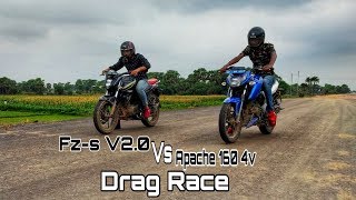 Apache 160 4v vs fzs v2 Drag Race [upl. by Eissirk]