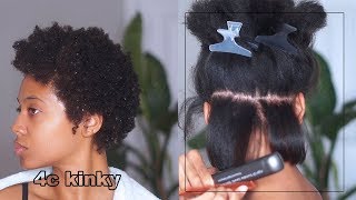 SILK PRESS on 4C twa NATURAL HAIR at home blowoutflat iron J Mayo [upl. by Frodi]