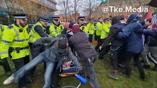 Chaos Erupts As Counter Protesters Attempt To Breach Police Lines amp Palestine March Joins  Mcr [upl. by Attiuqahs]