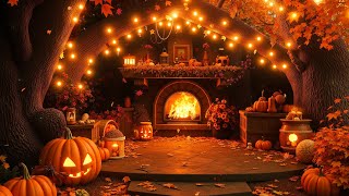 Cozy Autumn Halloween Fireplace  Crackling Fire amp Fall Ambience  3 Hours [upl. by Giovanna]