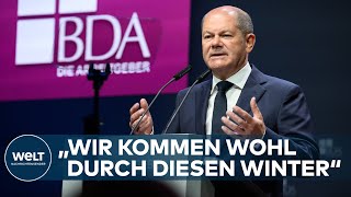 OLAF SCHOLZ auf Arbeitgebertag Keine Engpässe auf deutschem Strommarkt  WELT DOKUMENT [upl. by Tamarra521]