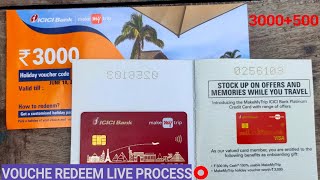 Make my trip credit card voucher redeem live process  make my trip holiday voucher redeem [upl. by Esinaej135]