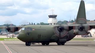 Lockheed C130 Hercules Austrian Air Force  StartUp amp TakeOff  Low Pass at Bern [upl. by Eillas]