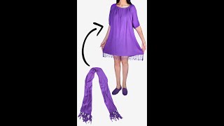 How to transform old scarf into a style dress easily Miarti 🧵✂️ [upl. by Shawnee892]