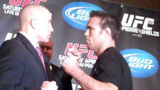 UFC 129 Toronto GSP amp Jake Shields staredown and Mark Hominick amp Jose Aldo face off [upl. by Dyob]