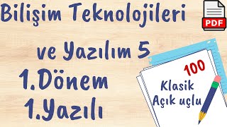 Bilişim Teknolojileri ve Yazılım 5 Sınıf 1 Dönem 1 Yazılı Soruları klasik açık uçlu PDF [upl. by Einnig160]