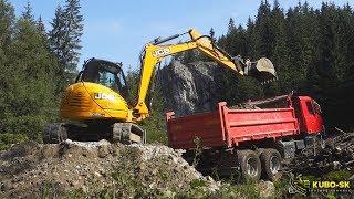 JCB 8085 midi excavator loading Tatra truck with gravel [upl. by Elimac518]