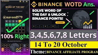 BINANCE AFFILIATE PROGRAM Theme  Crypto Wodl Word of the Day  Today Binance Crypto Wodle Answers [upl. by Yssak75]