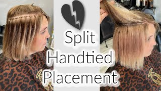 Split Hand tied Placement Wholy Sewn Method  Wholy Hair [upl. by Terti]