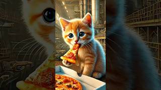 A little kitten vomited from eating pizza 🍕 story kitten cat catstory [upl. by Ellenaej]