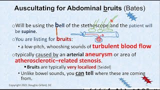 Auscultation of the Abdomen Learn about General Abdominal Auscultation  How to Find Deadly Bruits [upl. by Gabe]