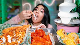 WINGSTOP RANCH FOUNTAIN😍 hot wings voodoo frieslemon pepper tendersgarlic parm corn MUKBANG ASMR [upl. by Pessa]