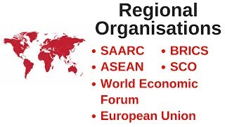 Regional Organisations  SAARC ASEAN BRICS SCO World Economic Forum European Union UPSC  RBI [upl. by Hare]