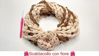 🌺 Scaldacollo con fiore alluncinetto 🌺 [upl. by Trisha]