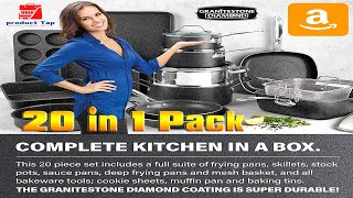 Granite stone 20 Pcs Pots and Pans Set  Complete Cookware Bakeware Set with Diamond Surface [upl. by Rodina557]