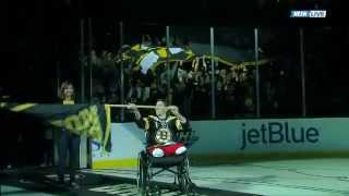 Jeff Bauman Carrying the Boston Strong Flag on Bruins Game 2 050413 [upl. by Adnauq]