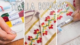 Bordado a mano puntada decorativa10 Easy handmade embroiderydiy Toalla bordada [upl. by Llennahc83]