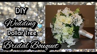 DIY DOLLAR TREE WEDDING BRIDAL BOUQUET  How to make a bridal bouquet tutorial [upl. by Llibyc]