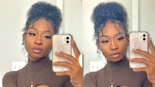 Easy Quick amp Effortless Messy Bun On Natural Hair Tutorial  JAELAH MAJETTE [upl. by Sev116]