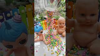 LOL Dolls and Baby Dolls playing marbles asmr satisfying relax [upl. by Reuben]