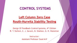 Left Column Zero  RouthHurwitz Testing [upl. by Nagirrek]