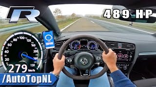 489HP VW GOLF R MK7 on AUTOBAHN NO SPEED LIMIT by AutoTopNL [upl. by Frayne]