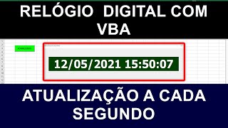 Como Fazer Relógio DIGITAL via Códigos Excel VBA [upl. by Yrocej]