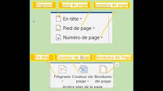 Entête et modifierpied de page et numéro de pagebordure de page filigrane Word TP3 [upl. by Essilec892]