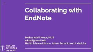 Collaborating w EndNote [upl. by Jeanne]