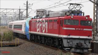 Rail transport ススキが生える秋の武蔵野線EF8195号機E657系甲種輸送K2編成 [upl. by Annayehc]