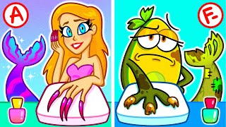 Extreme Mermaid Makeover  Rich vs Poor Nails Challenge [upl. by Cookie]