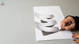 Amazing Draw 3D Letter M  Drawing with pencil [upl. by Alyce]