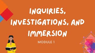 Handson Activity for Module 1Inquiries Investigations and Immersion [upl. by Kacey]