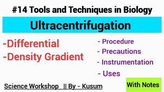 Ultracentrifugation Density Gradient and Differential Instrumentation  Uses Procedure By Kusum [upl. by Alvinia]