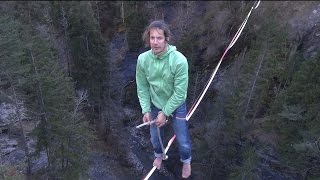 SlacklineTutorial Leash Handling on a Highline [upl. by Licko]