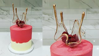 Fault line cake with isomalt cake topper  cake decorating tutorials  Sugarella Sweets [upl. by Yrogreg]