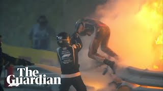 Romain Grosjean walks away from fiery F1 crash in Bahrain Grand Prix [upl. by Jaycee]