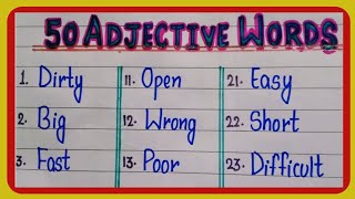 50 Adjectives Words In English  Examples Of Adjective Words  Important Adjective Words [upl. by Aketal740]