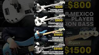 Squier Sonic PBass VS Fender Mexico Player VS Fender USA Performer VS Fender Custom Shop 1958 Demo [upl. by Lynnelle]