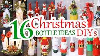 16 DIY Christmas Bottle Decoration Ideas  Christmas Bottle Crafts [upl. by Larina929]