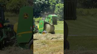 Two Deeres baling up the hay…watch one drop😉 Scenic Haymaking Lot of money in the equipment 🚜 [upl. by Anrev]