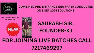 KJ CPET 2024 ENGLISH SOLUTIONS I SAURABH SIR I FOR ADMISSIONS CALL 7217469297 [upl. by Hertha]