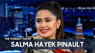 Salma Hayek Pinault Talks About Her World Cup Prank Fake Christmases and Pet Owl  The Tonight Show [upl. by Wemolohtrab]