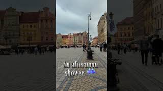 Old Town Wrocław Poland Rain Shower travel youtubeshorts rain europe poland wrocław trip fun [upl. by Iruyas440]