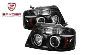 Spyder  Ford F150 0408 Projector Headlights  Version 2  CCFL Halo  Black [upl. by Evita]