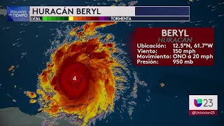 Huracán Beryl toca tierra en las Antillas Menores como un poderoso categoría 4 [upl. by Glimp]