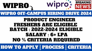 WIPRO OFFCAMPUS HIRING 2024  BATCH 20232025  SALARY  4 LPA  DIOPLOMA HOLDERS CAN APPLY [upl. by Lertnom]