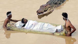 Crocodile Attack and Eat Man in Fishing River  Animal Attack Fun Made Movie By Wild Fighter [upl. by Ahsier]