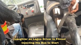 Laughter as Lagos Driver Is Filmed Injecting His Bus to Start [upl. by Yanehs]